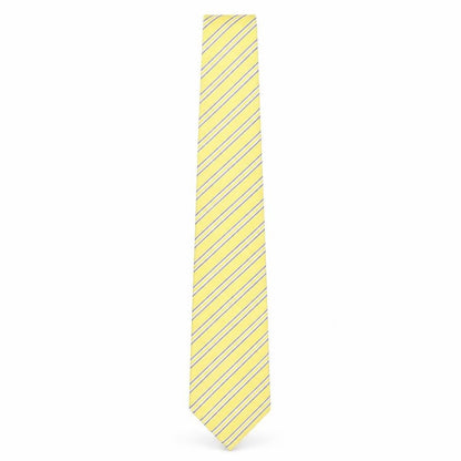 Mens Michelsons of London Yellow Striped 100% Polyester  Tie