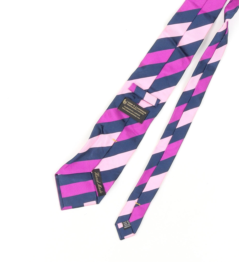 New & Lingwood Men's Pink Striped Silk Tie