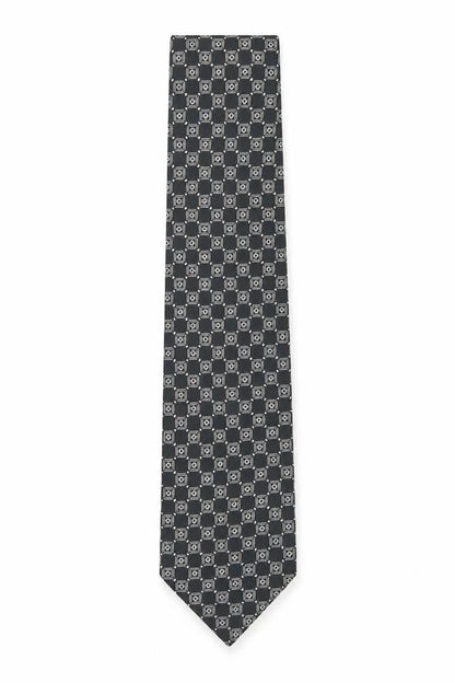 Mens Cezan Black Geometric 100% Silk  Tie