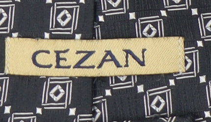 Mens Cezan Black Geometric 100% Silk  Tie