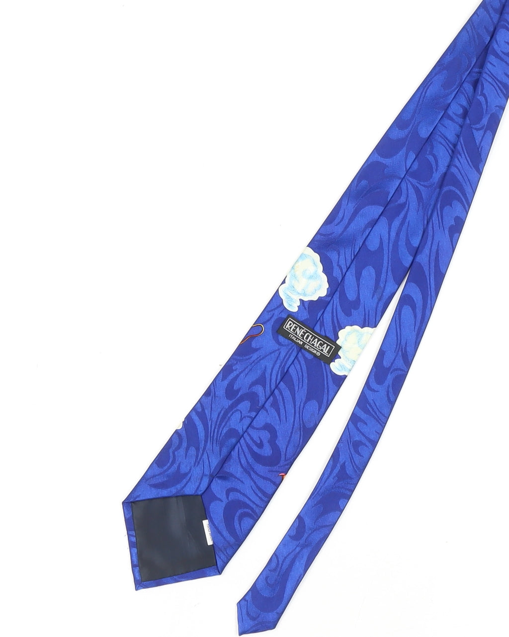 Rene Chagal Men's Blue Silk Dragon Tie Handmade