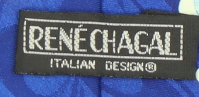 Rene Chagal Men's Blue Silk Dragon Tie Handmade
