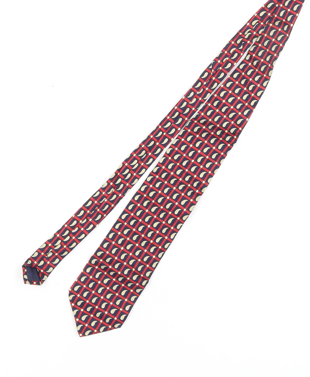 Vinc Coina Men's Red & Blue Geometric Silk Tie