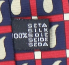 Vinc Coina Men's Red & Blue Geometric Silk Tie