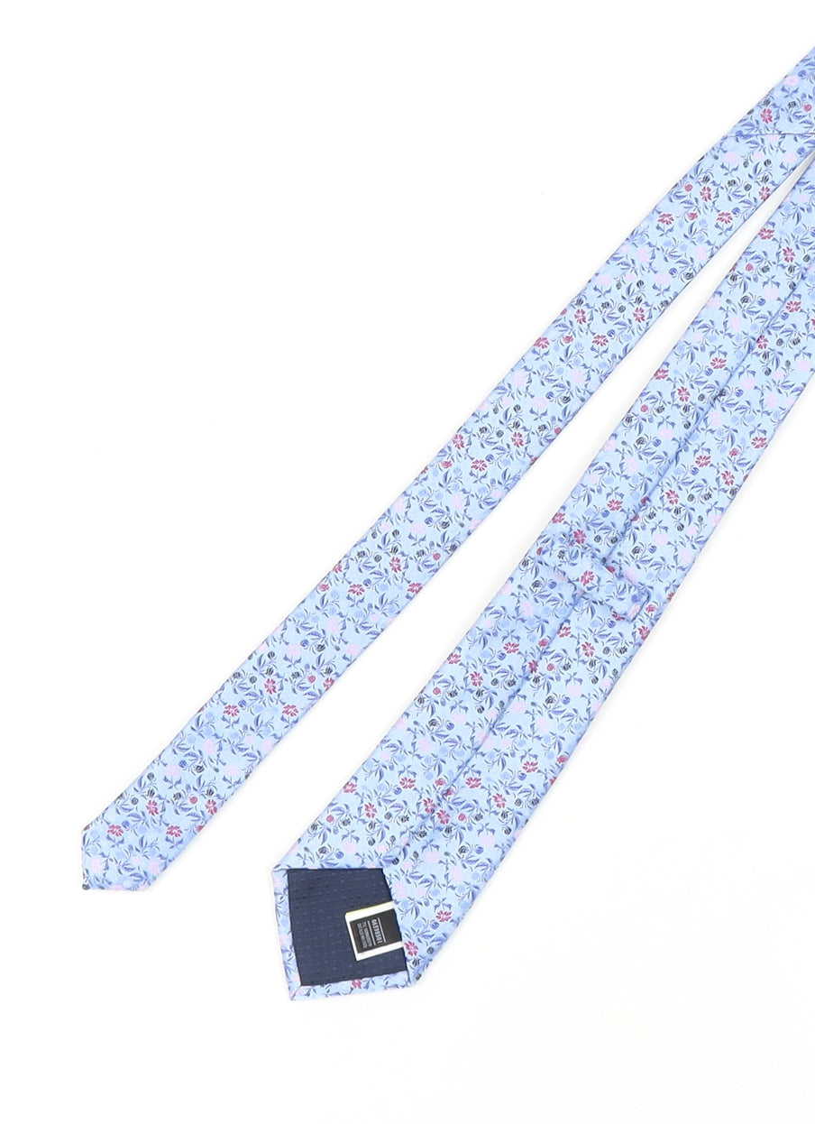 Mens Marks and Spencer Blue Floral 100% Polyester  Tie