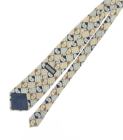 Jacques Estier Men's Beige Blue Paisley Polyester Tie