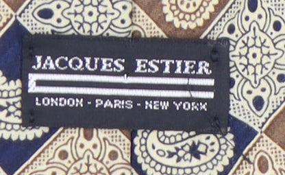 Jacques Estier Men's Beige Blue Paisley Polyester Tie