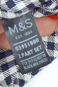 Marks and Spencer Men's Black Plaid Slim Tie - Silk