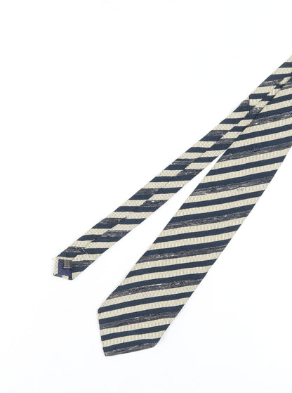 Mens Baumler Blue Striped 100% Silk  Tie