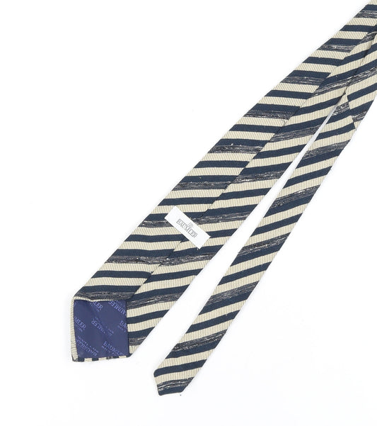 Mens Baumler Blue Striped 100% Silk  Tie