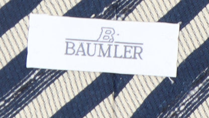 Mens Baumler Blue Striped 100% Silk  Tie
