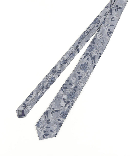 Marks and Spencer Grey Floral Silk Men's Tie