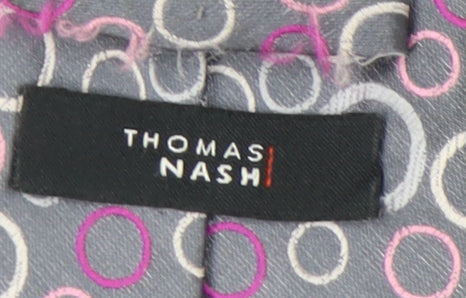 Thomas Nash Men's Grey Geometric Tie