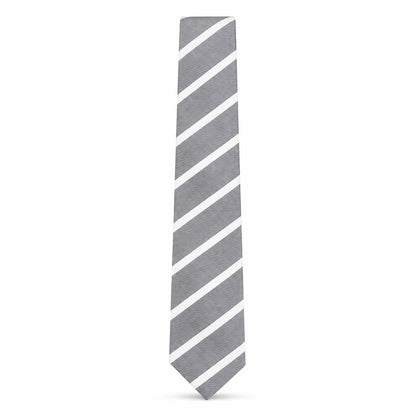Mens Tom English Grey Striped 100% Silk Slim Tie
