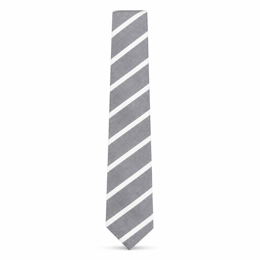 Mens Tom English Grey Striped 100% Silk Slim Tie