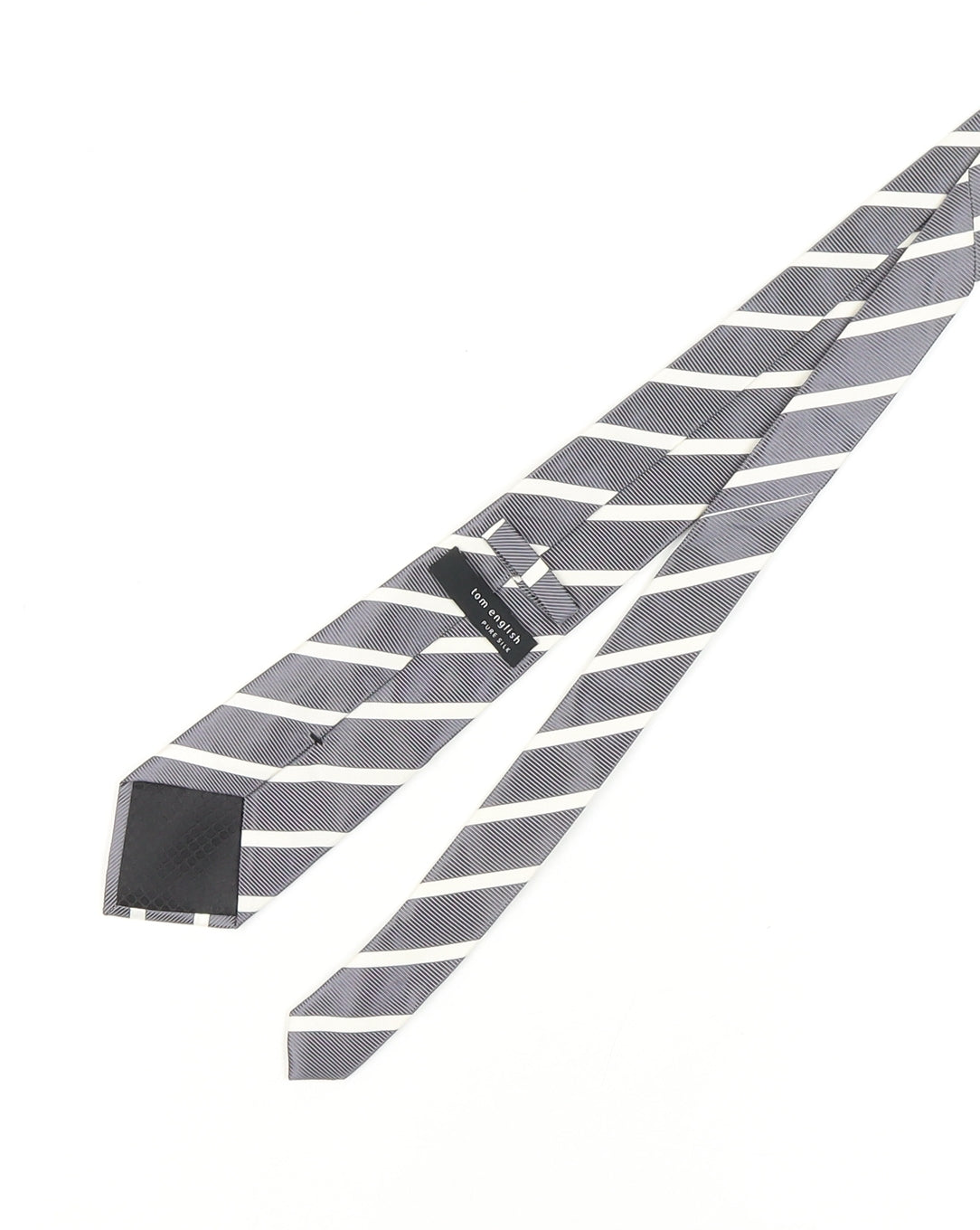 Tom English Men's Grey Striped Slim Tie One Size