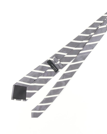 Tom English Men's Grey Striped Slim Tie One Size