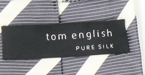 Tom English Men's Grey Striped Slim Tie One Size