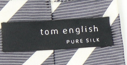 Tom English Men's Grey Striped Slim Tie One Size