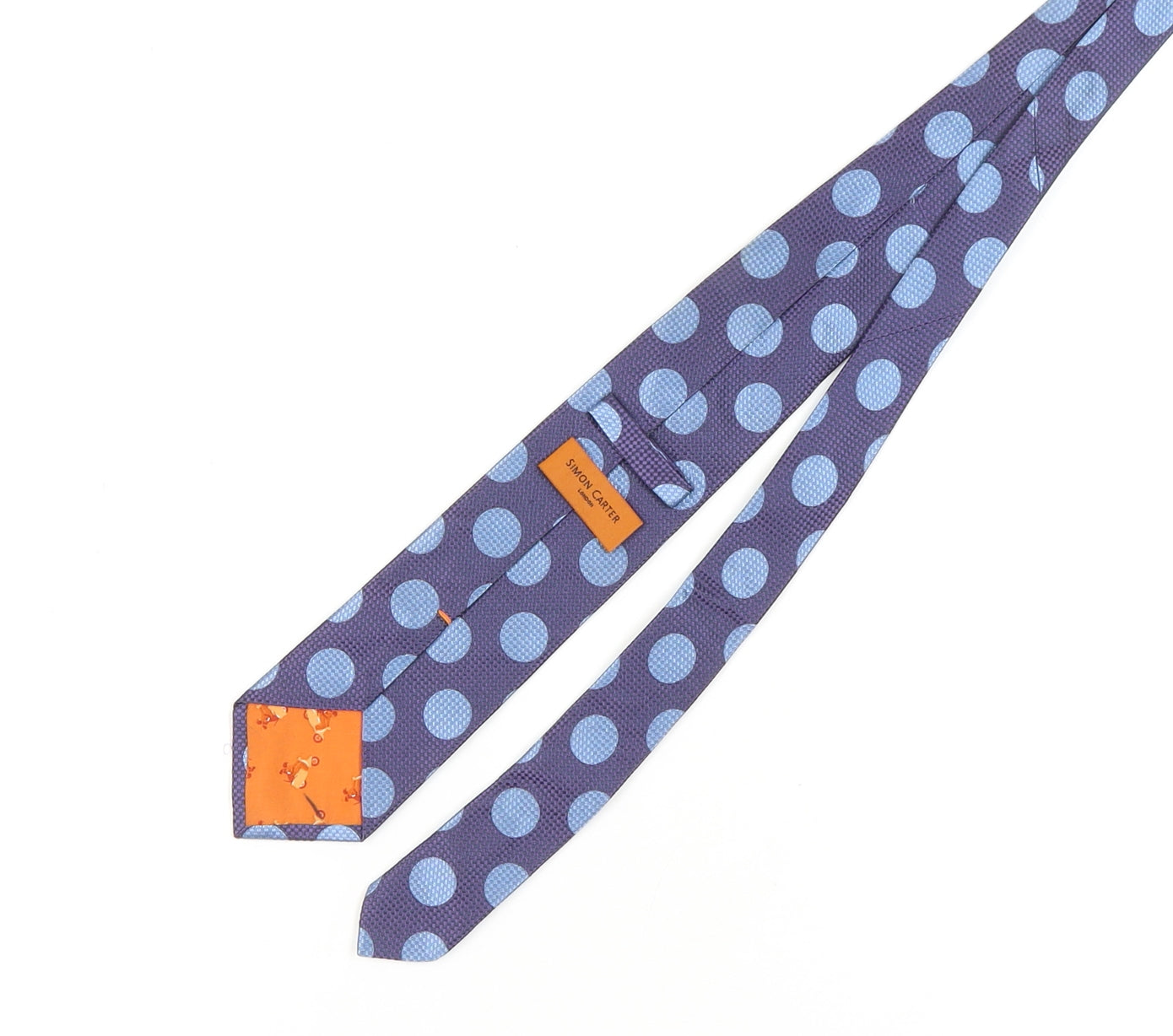 Simon Carter Men's Blue Polka Dot Silk Tie