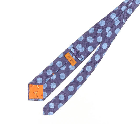 Simon Carter Men's Blue Polka Dot Silk Tie