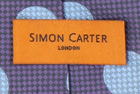 Simon Carter Men's Blue Polka Dot Silk Tie