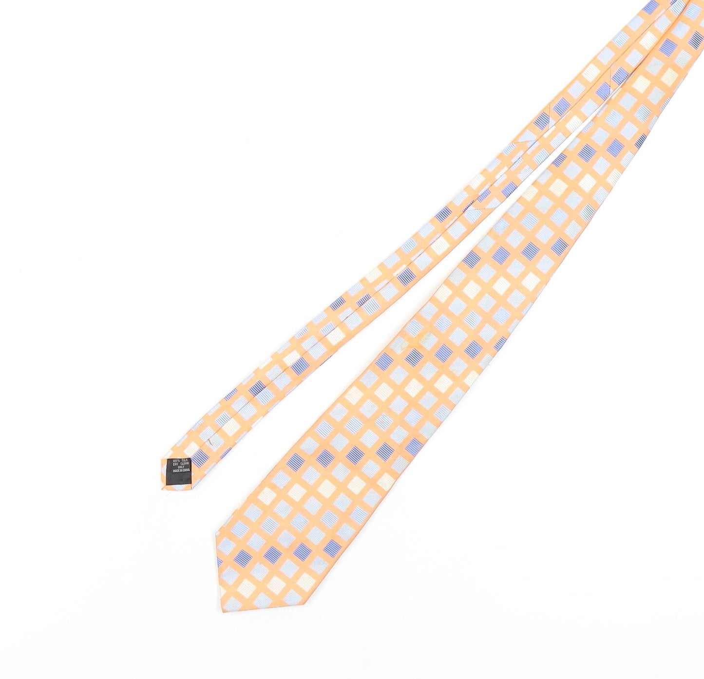 Jeff Banks Men's Orange Check Silk Tie