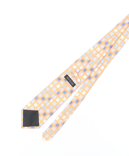 Jeff Banks Men's Orange Check Silk Tie