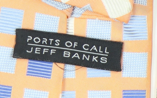 Jeff Banks Men's Orange Check Silk Tie