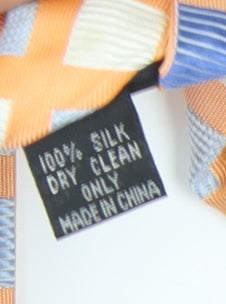 Jeff Banks Men's Orange Check Silk Tie