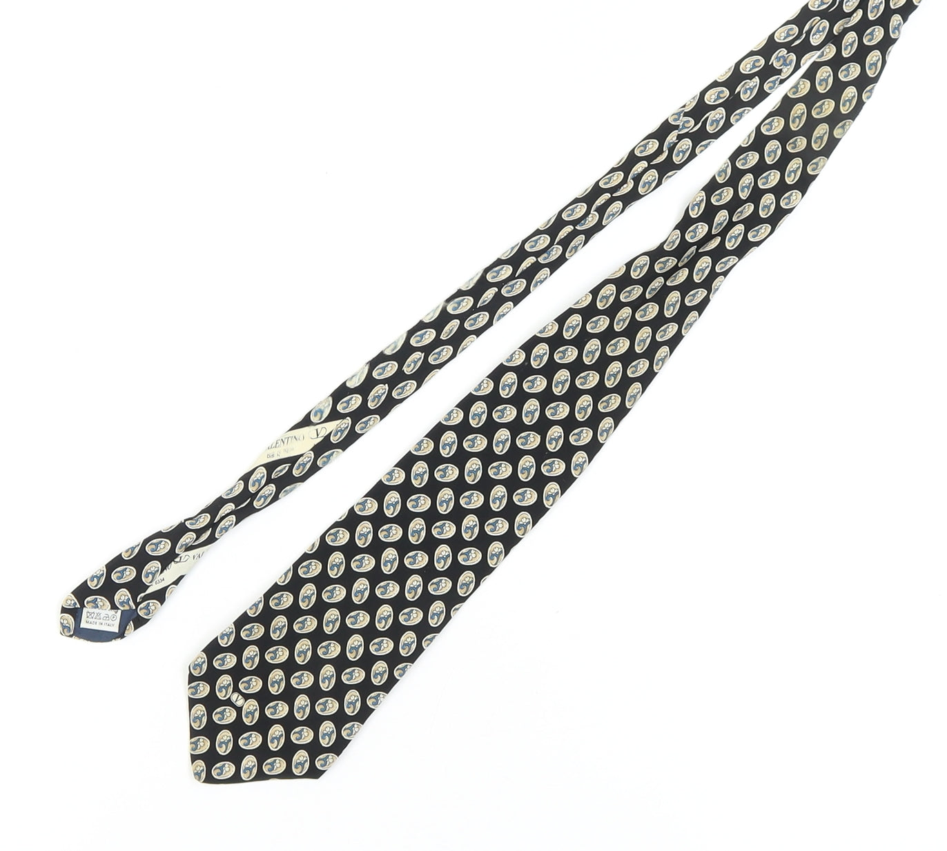 Valentino Men's Geometric Silk Tie in Black, Beige, Blue