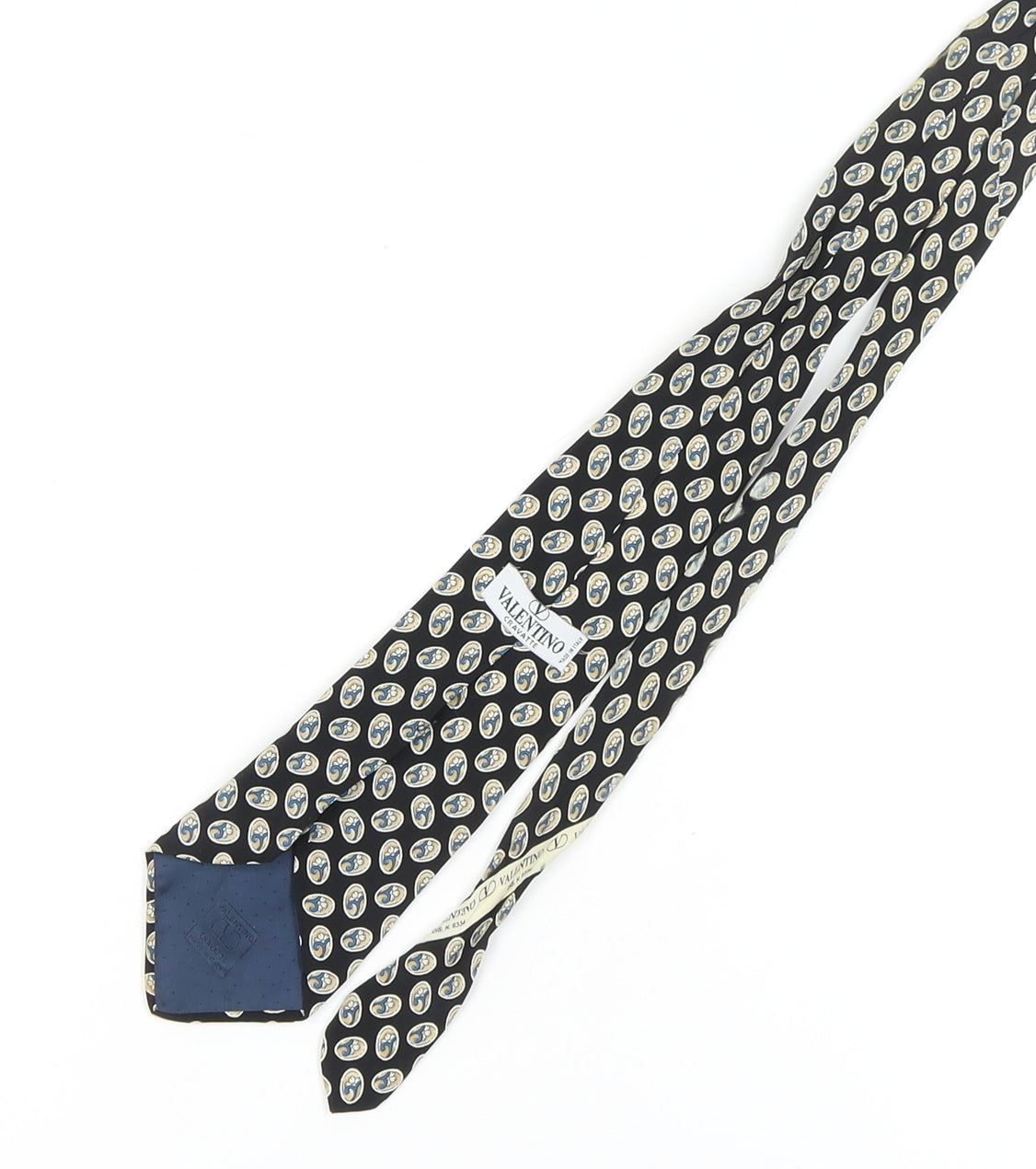 Valentino Men's Geometric Silk Tie in Black, Beige, Blue