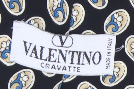 Valentino Men's Geometric Silk Tie in Black, Beige, Blue