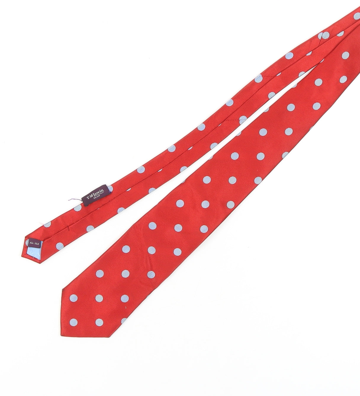 T.M. Lewin Men's Red Polka Dot Silk Tie