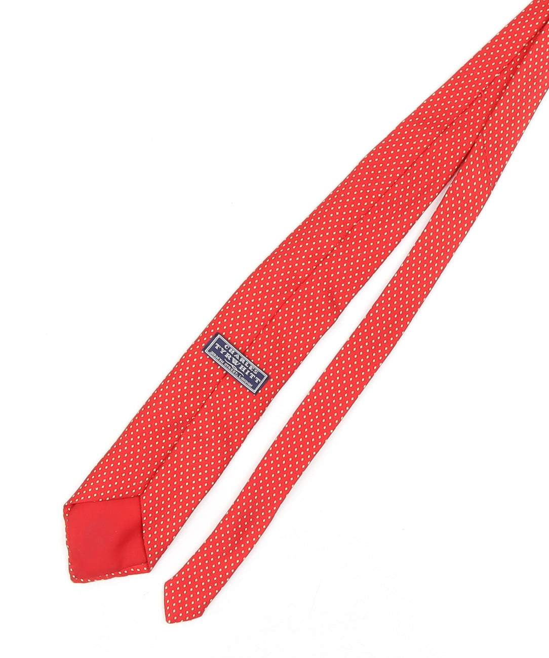 Mens Charles Tyrwhitt Red Polka Dot 100% Silk Slim Tie