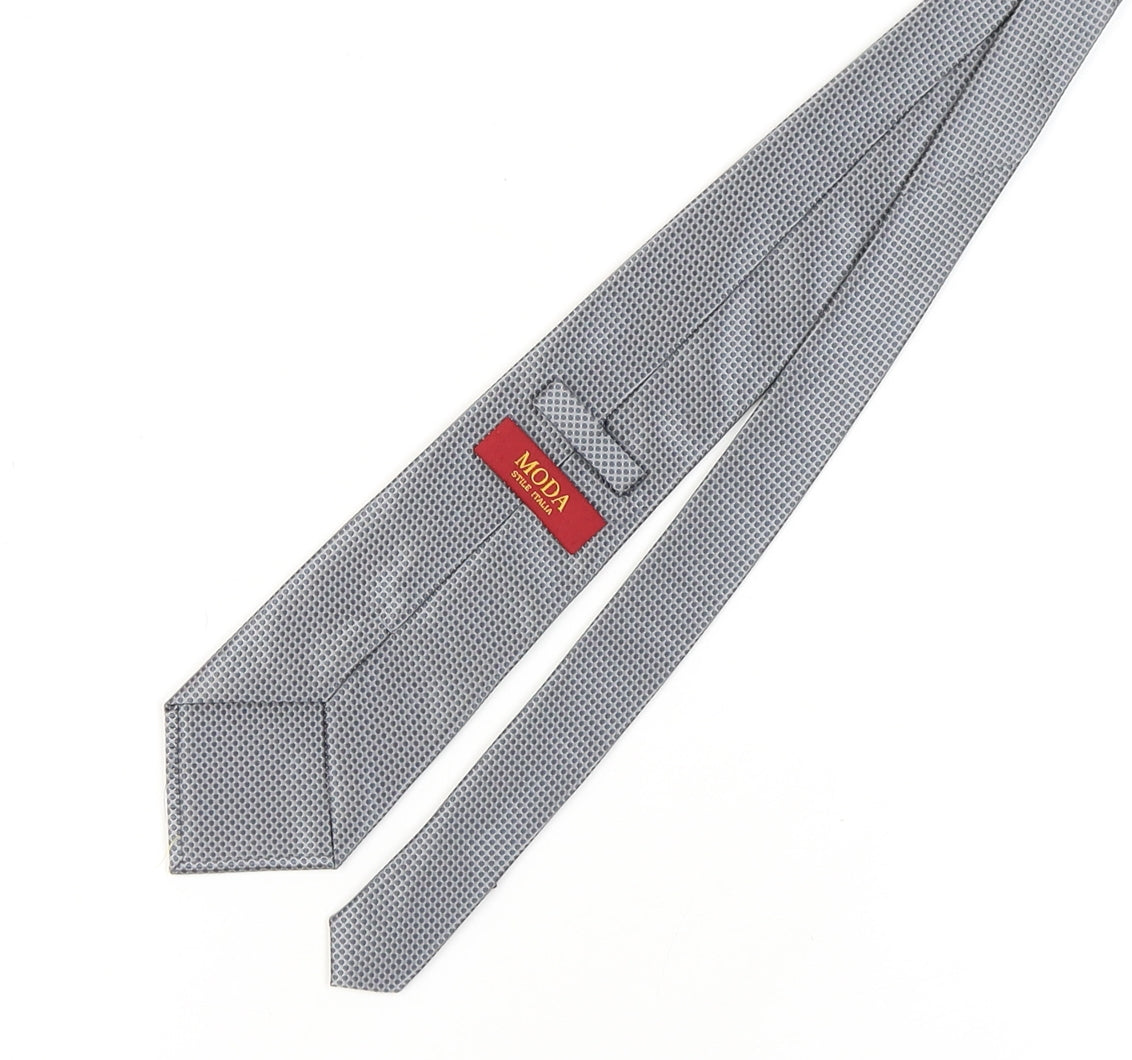 Moda Men's Grey Geometric Slim Tie in Excellent Condition