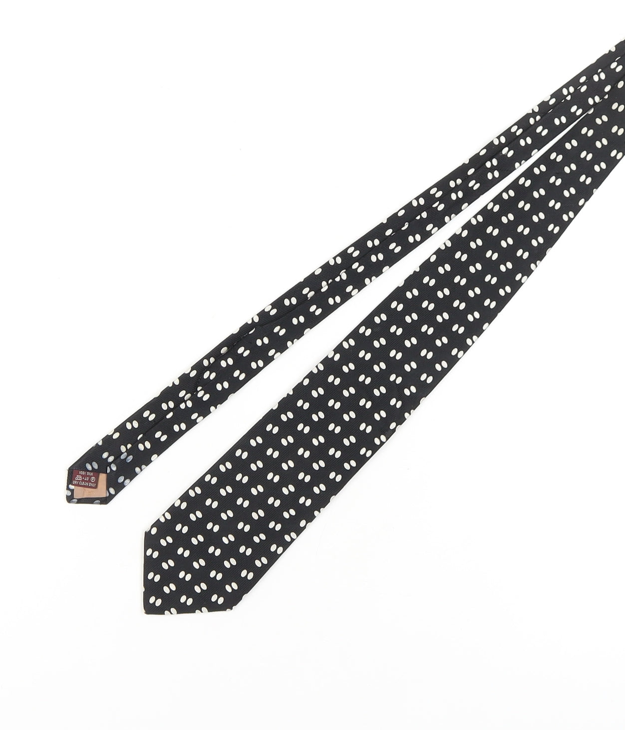 Marco Pascali Men's Black Silk Polka Dot Tie, Handmade