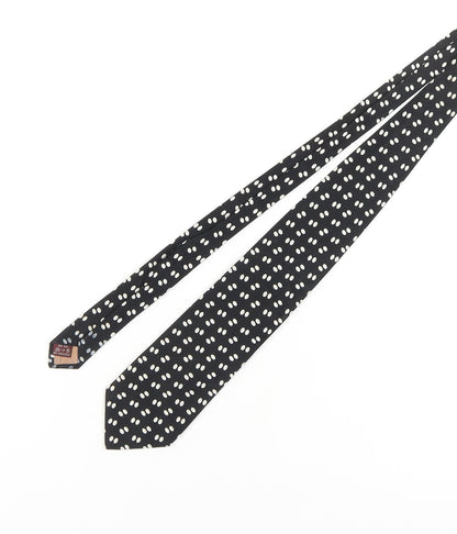 Marco Pascali Men's Black Silk Polka Dot Tie, Handmade