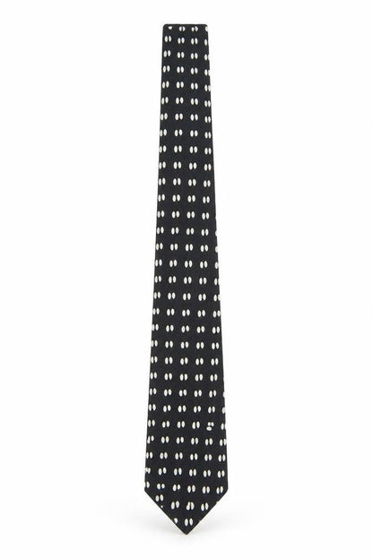 Marco Pascali Men's Black Silk Polka Dot Tie, Handmade