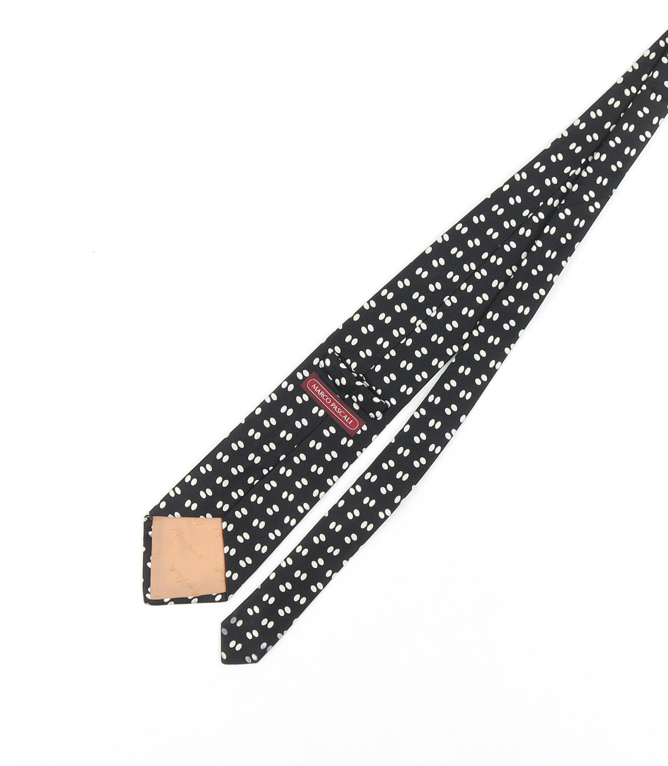 Marco Pascali Men's Black Silk Polka Dot Tie, Handmade