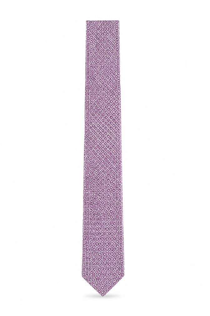 Mens Marks and Spencer Purple Geometric 100% Silk Slim Tie