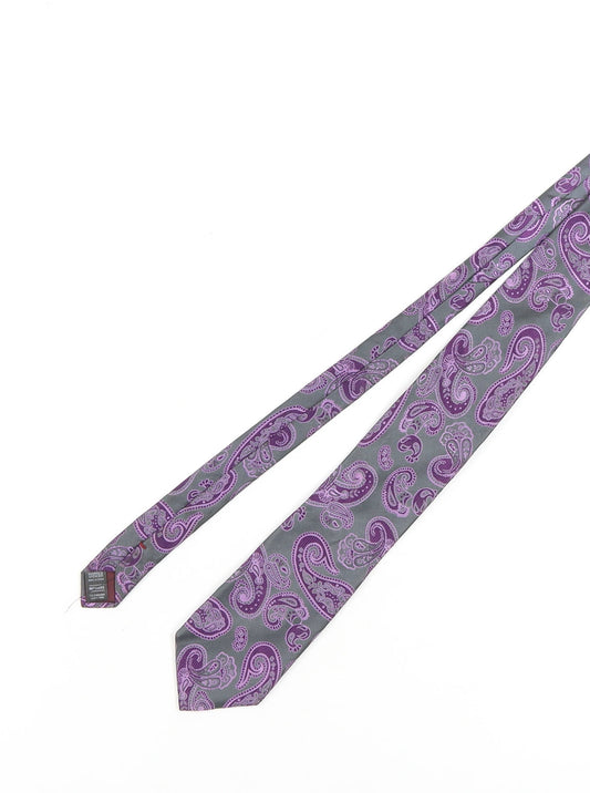 Marks and Spencer Purple Paisley Silk Tie for Men