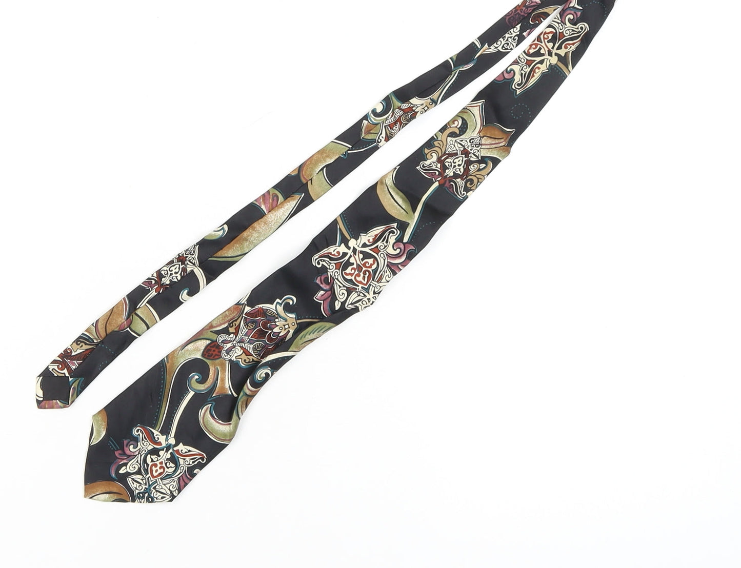 Enrico Rossini Men's Black Geometric Silk Tie