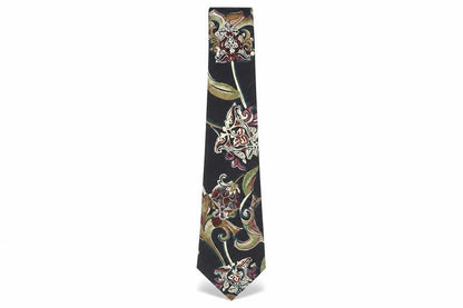 Enrico Rossini Men's Black Geometric Silk Tie