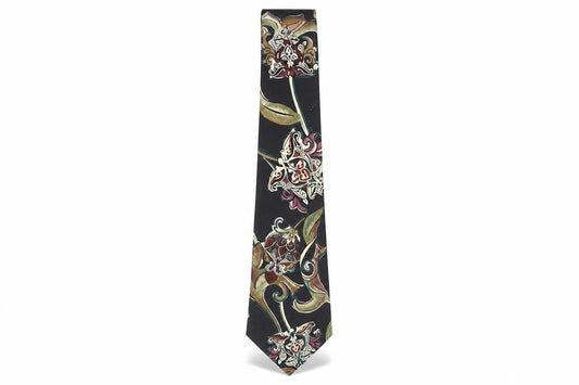 Enrico Rossini Men's Black Geometric Silk Tie