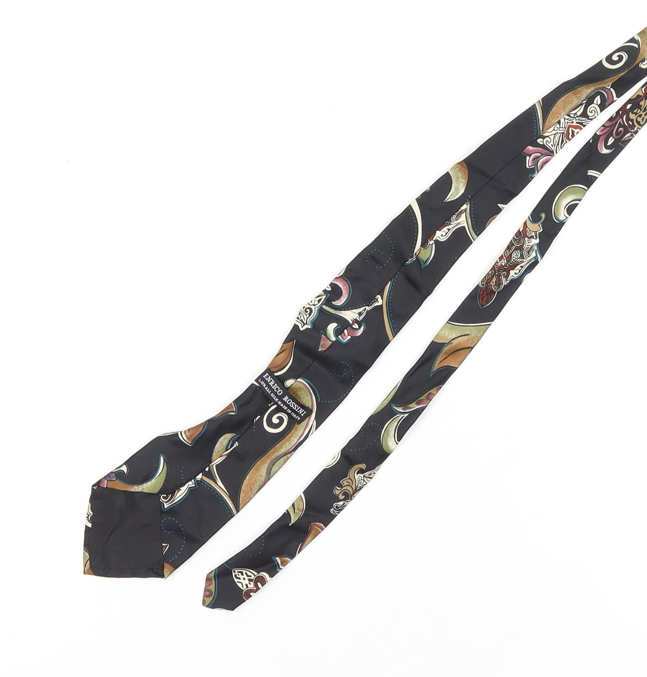 Enrico Rossini Men's Black Geometric Silk Tie