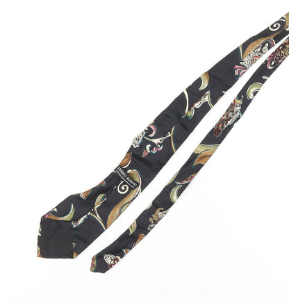Enrico Rossini Men's Black Geometric Silk Tie