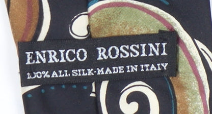 Enrico Rossini Men's Black Geometric Silk Tie