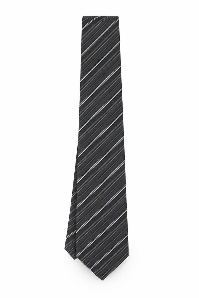 Mens Michaelis Black Striped 100% Silk  Tie