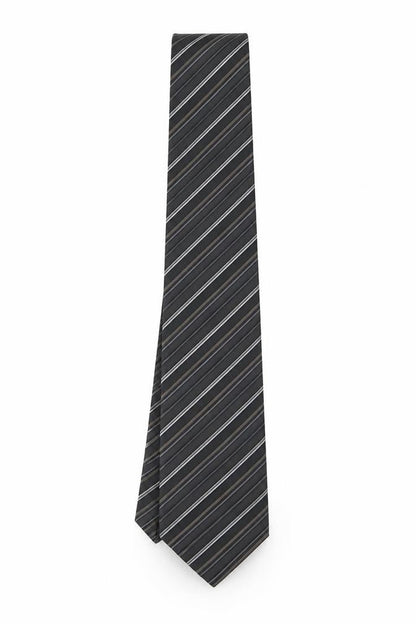 Mens Michaelis Black Striped 100% Silk  Tie